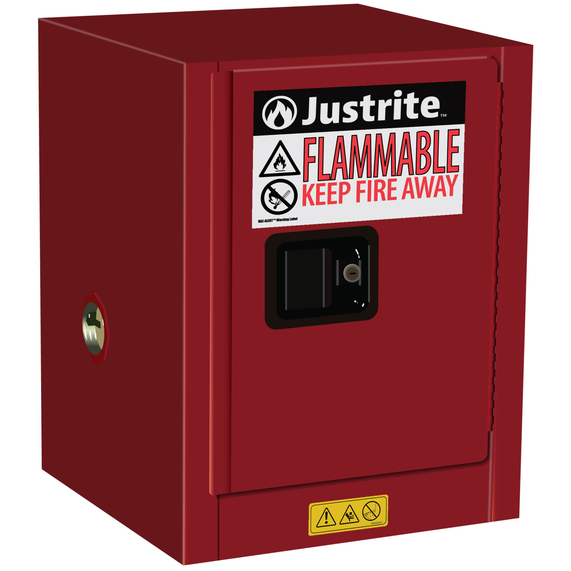 Justrite Sure-Grip EX Flammable Cabinet — 4 Gal., 1 Shelf, 1 Door, Manual Close, Red, Model# 890401
